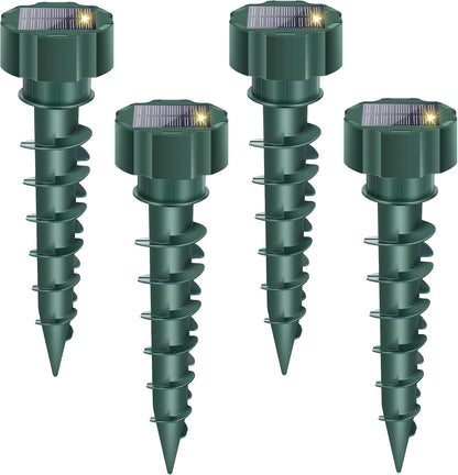 Mole Repellent Solar Powered – Ultrasonic Animal Deterrent Stakes for Gopher, Snake, Vole, Groundhog – Waterproof Sonic Spikes for Yard, Lawns, Garden & Outdoor (4 Pack)