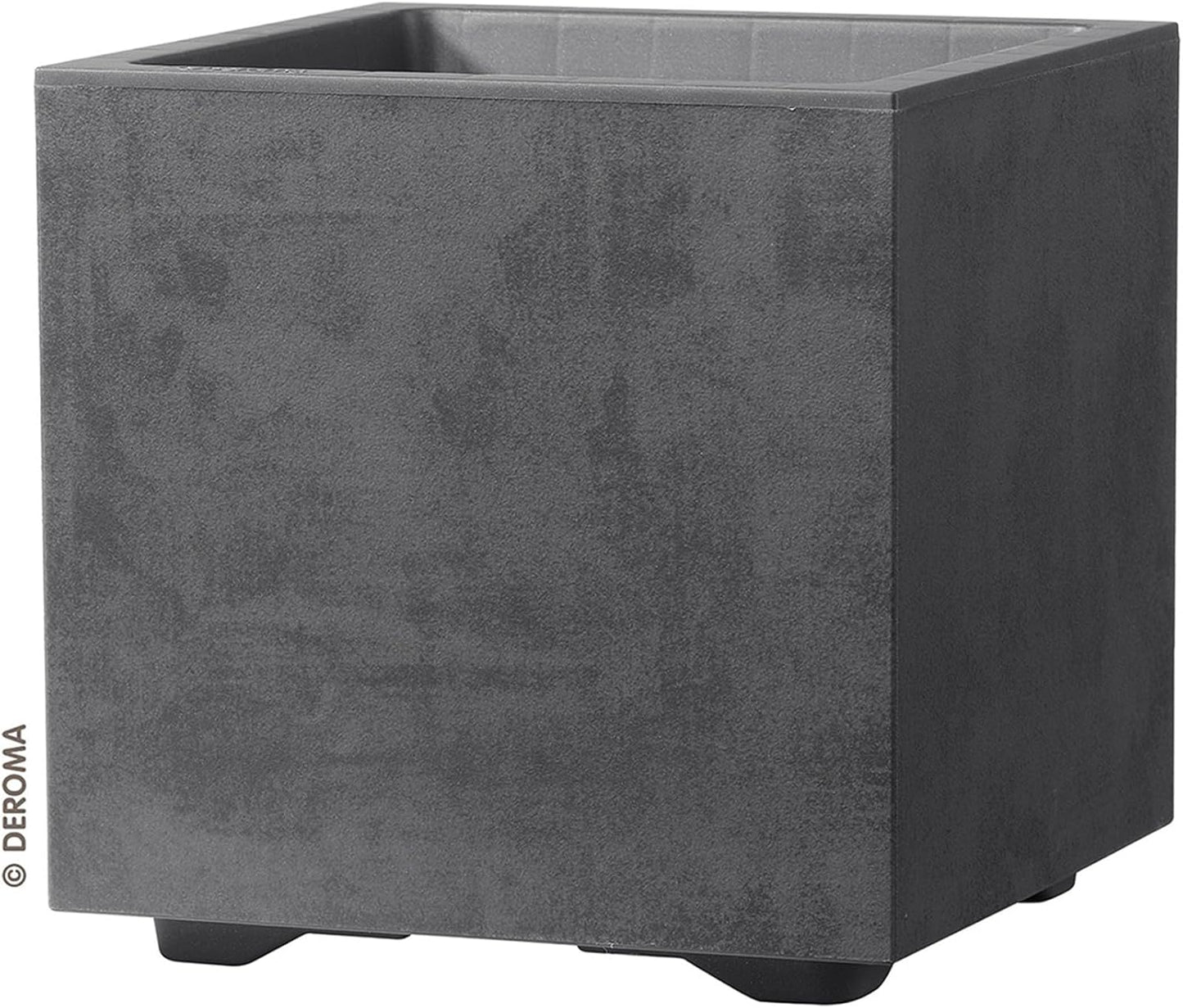 Deroma Millennium 19” Cube | Light & Durable Plastic | Indoor/Outdoor Square Pot for Patio | Water Reserve, Drain Plug Wheels | Trendy Planter for Plants, Flowers, Garden | Black