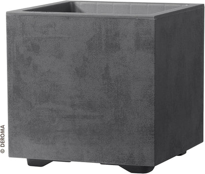 Deroma Millennium 19” Cube | Light & Durable Plastic | Indoor/Outdoor Square Pot for Patio | Water Reserve, Drain Plug Wheels | Trendy Planter for Plants, Flowers, Garden | Black