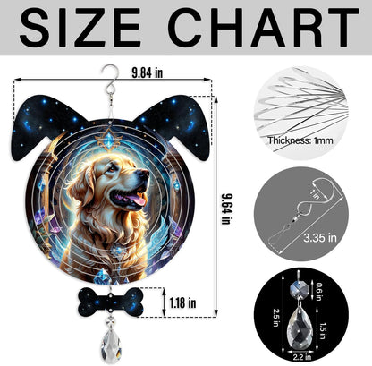 Celestial Golden Retriever Dog Ears Wind Spinner, Celestial Golden Retriever Wind Spinner Hanging for Yard and Garden