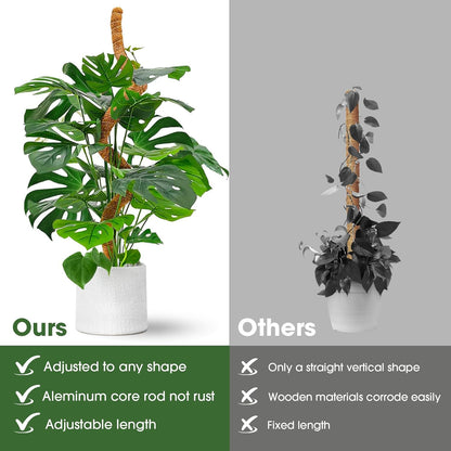 2 Pack Moss Pole, 63 Inch Bendable Moss Poles for Plant Monstera, Tall Plant Support Stakes for Climbing Plants Indoor, Coco Coir Plant Stick Support Kit for Potted Plants, Pothos, Philodendron