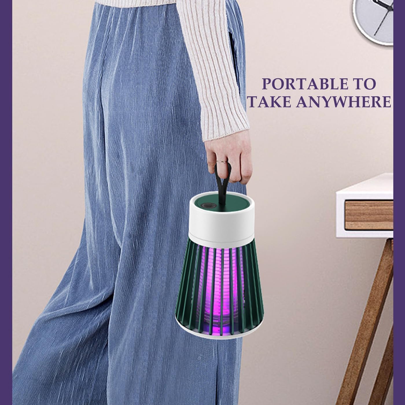 Mosquito Killer Lamp,Portable UV Bug Zapper Insect Trap for Indoor/Outdoor,USB-Powered with Grid for Camping,Patio,Home