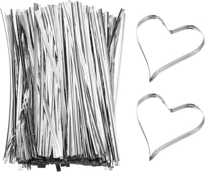 PATIKIL Bag Twist Ties 6 Inch, 800 Pcs Metallic Bread Ties for Treat Plastic Bags Gift Wrapping Candy Coffee Bag Plant Party Cake Favor, Silver