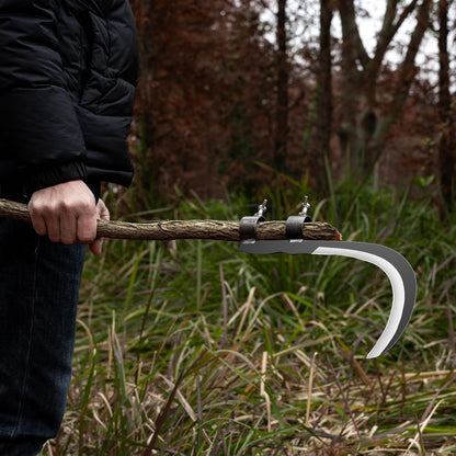 Steel Straw Sickle with Replaceable Wooden Handle Function, Manganese Steel Blade, Handheld Gardening Tools Multipurpose Gardening Weeding Grass Sickle and Farming Portable Safety Sickle