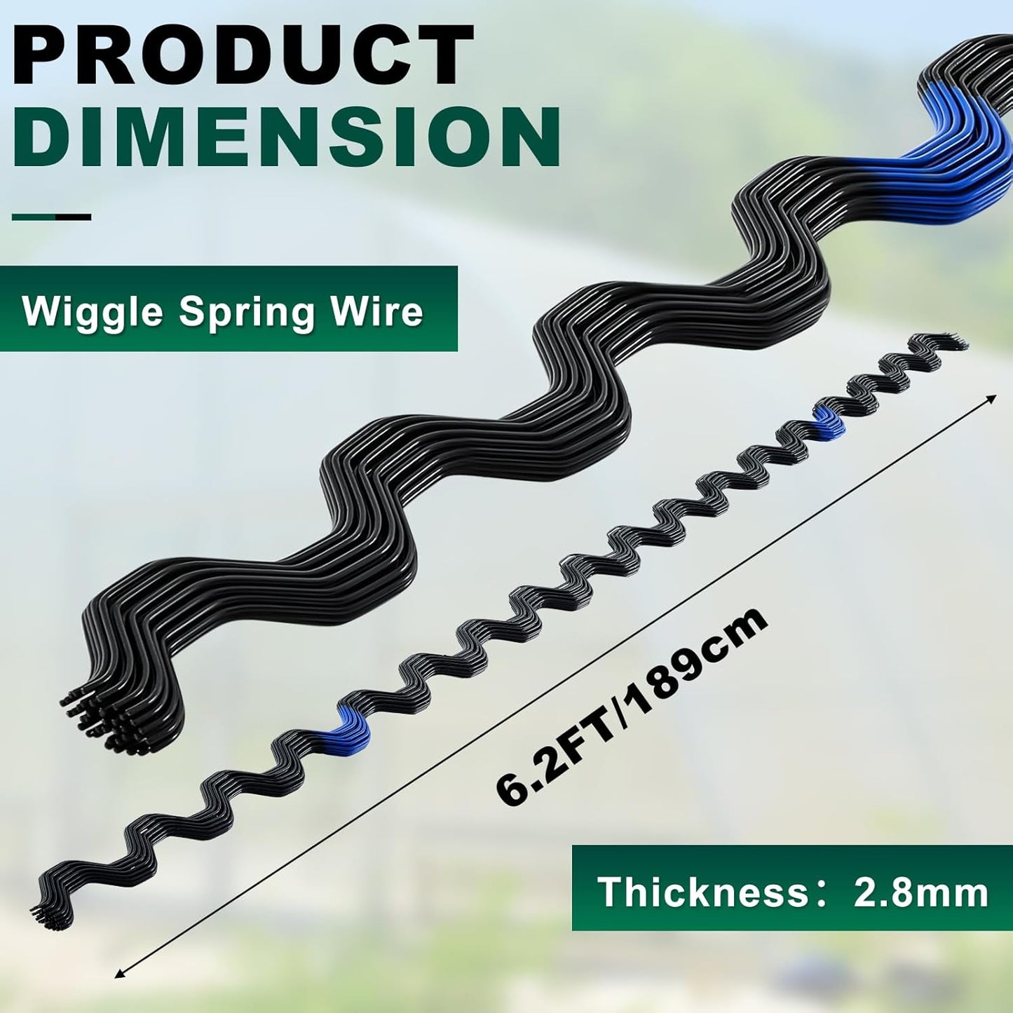 40 Pcs 6.6 ft PVC Coated Greenhouse Swing Spring Wire Greenhouse Spring Lock Wire for Fix Attachment Plastic Poly Film and Shade Cloth