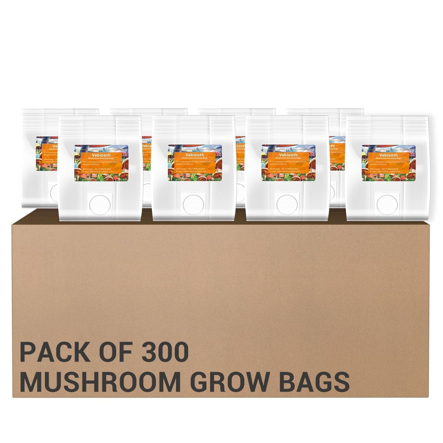 300 Packs 6 Mil Mushroom Grow Bags, Thick Spawn Bags 5" X 8" X 20" with 0.2 Micron Filter Breathable Autoclavable Durable Tear-Resistant