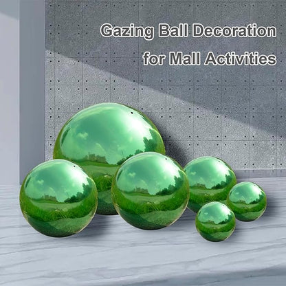 Nerien 6 Inch Gazing Ball, Stainless Steel Garden Mirror Globe, Polished Ornament Sphere, Hollow Floating Reflective Hemisphere, Home Outdoor Pond Housewarming Swimming Pool Decoration Gift, Green