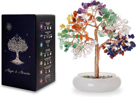 Seven Chakra Crystal Trees, Bonsai Tree, Money Tree, Healing Stones, Crystal Tree of Life, Desk Decor, Home Decor, Unique Birthday Gifts for Women Mom