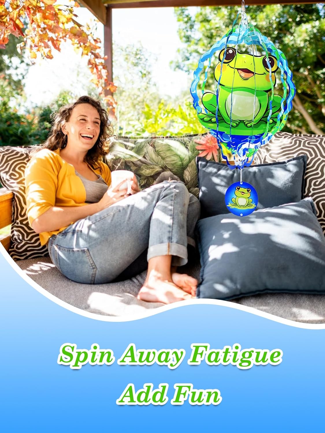 Frog Wind Spinner-3D Metal Hanging Wind Spinners, Perfect Ornament Gifts for Women/Men, 12 Inch Spinfinity Wind Spinner for Outdoor & Indoor Decorations, Yard Art, Garden Decoration