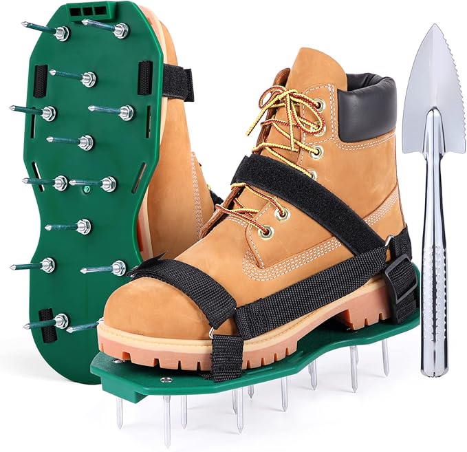 Ohuhu Lawn Aerator Shoes with Hook & Loop Straps, All New Unique Design Free-Installation Heavy Duty Spiked Aerating Sandals, One-Size-Fits-All & Easy to Use for Yard Patio Lawn Garden