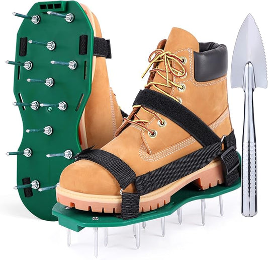 Ohuhu Lawn Aerator Shoes with Hook & Loop Straps, All New Unique Design Free-Installation Heavy Duty Spiked Aerating Sandals, One-Size-Fits-All & Easy to Use for Yard Patio Lawn Garden