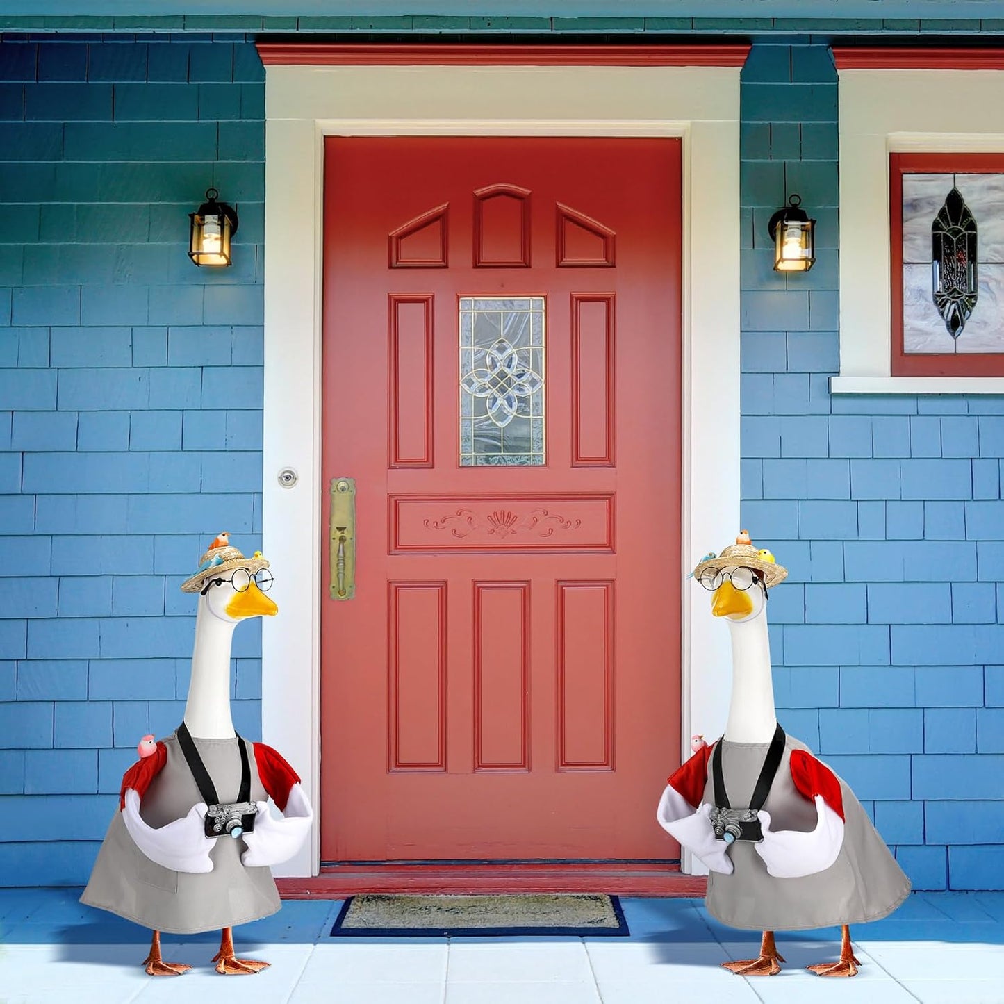 Geyoga Goose Outfit for 23 Inch Cement Plastic Porch Bird Watching Theme Goose Clothe Gift for Bird Lovers Outdoor Yard Lawn Garden Costume