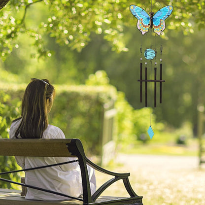 MUMTOP Butterfly Wind Chimes for Outside, Stained Glass Wind Chime Windchimes for Patio, Outdoor,Garden,Yard,Coastal,Window,Home Decor or Gifts for Women(Colorful)