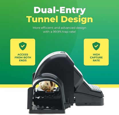 Rat Traps Indoor and Outdoor - 4 Pack Dual-Entry Large Rat Trap Outdoor and Indoor for Home, Garden and Restaurant with 99.9% Trap Rate | Easy to Use Rodent Traps with Safe Hands Free Design - UCatch