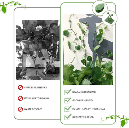 200 PCS Plant Climbing Wall Fixture Clips, Strong Self-Adhesive Plant Climbing Wall Fixture Clips Invisible Plant Vine Wall Clips for Indoor Outdoor Garden Green Leaf Decoration Wire Fixing