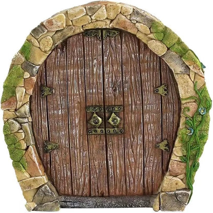 Brown Mini Fairy Garden Door for Tree, 3D Miniature Fairy Door, Bonsai Terrarium Micro Landscape Decoration Accessories, Garden Miniatures