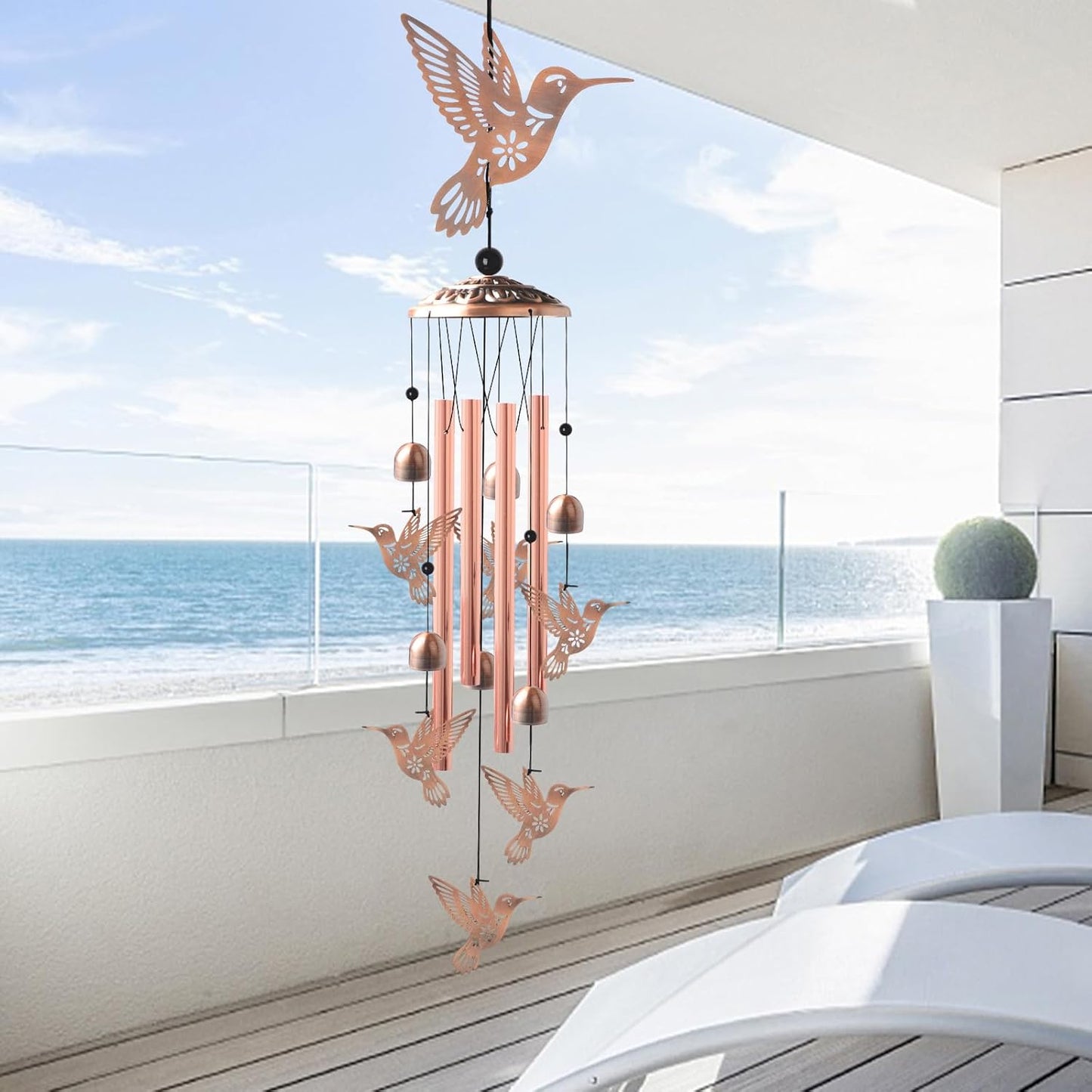 Brass Hummingbird Wind Chimes, Copper Wind-Chimes, Garden Decor, Gifts for Women, Gifts for Mom, Windchimes Outdoor, Memorial WindChimes, Wind Bell
