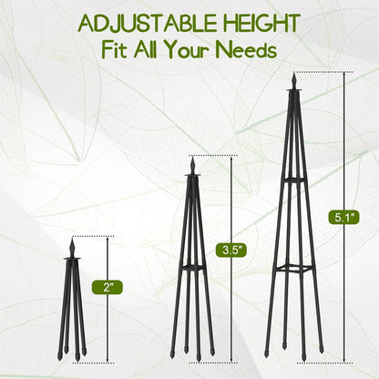 Obelisk Trellis for Climbing Plants Outdoor,4.0 Ft Garden Trellis for Potted Plants, Metal Trellis with Anti-Rust Coated for Potted Plants Indoor, Plant Support for Vegetables, Vines