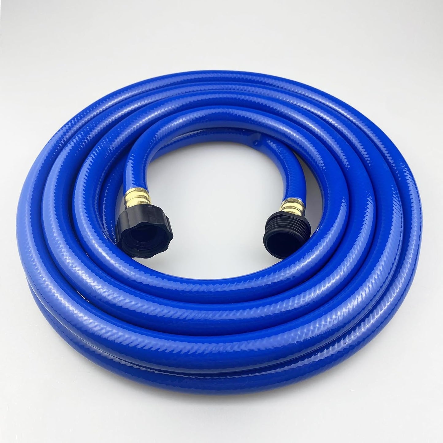 PVC Garden Hose 1/2 Inch, Flexible Water Hose with Male and Female Fittings, No Leaking, Heavy Duty, for Household, Outdoors, Lawns, Patio (15 FT, Blue, Plastic Fittings)