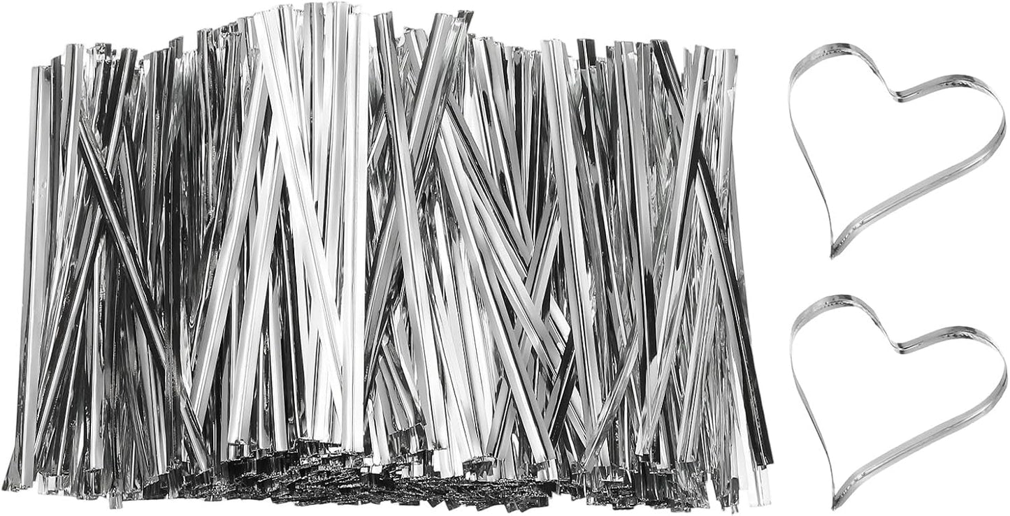 PATIKIL Bag Twist Ties 3 Inch, 800 Pcs Metallic Bread Ties for Treat Plastic Bags Gift Wrapping Candy Coffee Bag Plant Party Cake Favor, Silver