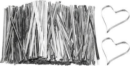 PATIKIL Bag Twist Ties 3 Inch, 800 Pcs Metallic Bread Ties for Treat Plastic Bags Gift Wrapping Candy Coffee Bag Plant Party Cake Favor, Silver
