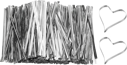 PATIKIL Bag Twist Ties 3 Inch, 800 Pcs Metallic Bread Ties for Treat Plastic Bags Gift Wrapping Candy Coffee Bag Plant Party Cake Favor, Silver