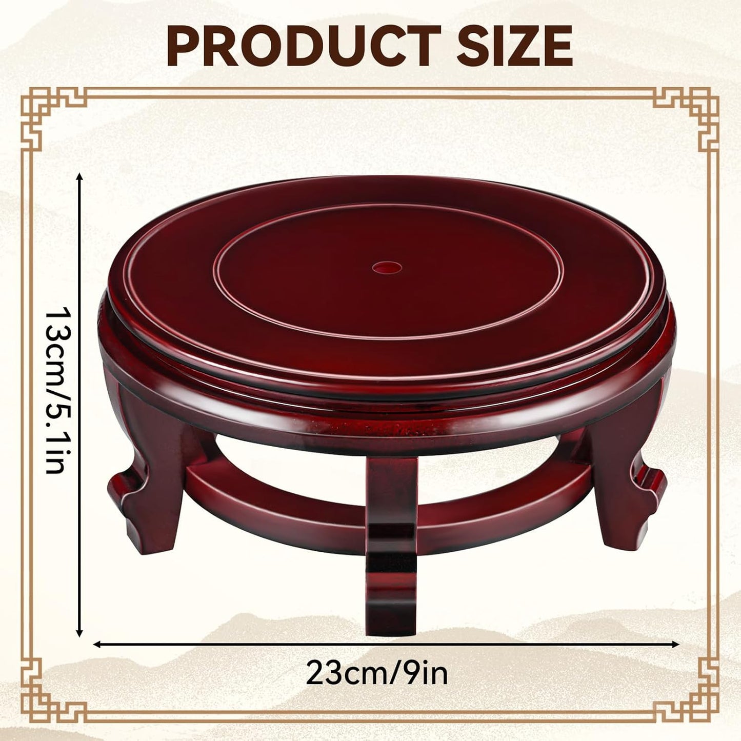 Yoiemivy 8 Inch Wooden Plant Stand Indoor Flower Pot Base Vase Display Shelf Chinese Fishbowl Planter Stands for Display Oriental Style Plant Pot Pedestal Stand
