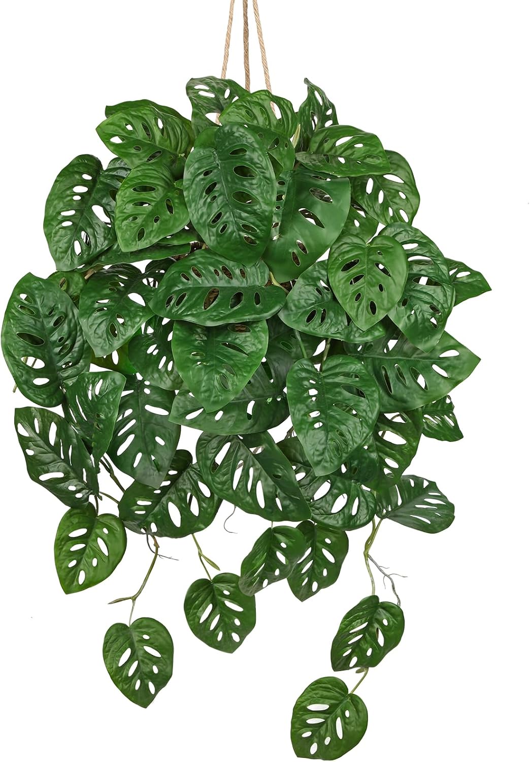 Large Fake Hanging Plants in Pot for Indoor & Outdoor, Long Artificial Monstera Albo Long Plants, 27.6" Fake Potted Vines Ivy Greenery Plant for Room Wall Shelf Decor Living Room Bathroom Patio Porch