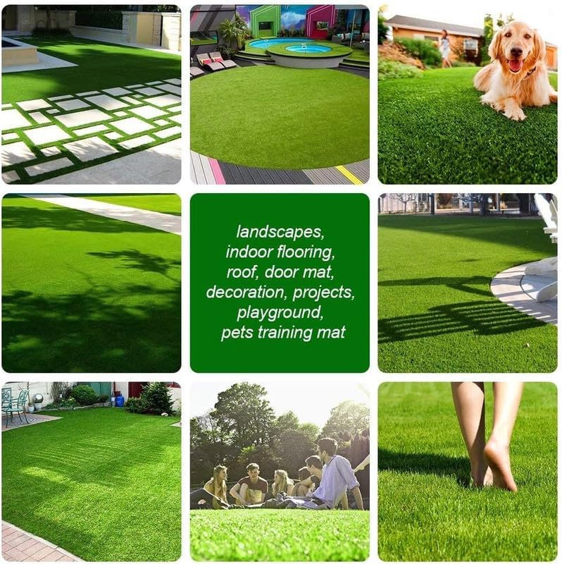 Artificial Grass Turf 14FTx77FT, 1.38" Pile Height Realistic Synthetic Grass, Indoor Outdoor Pet Faux Grass Astro Rug Carpet for Garden Backyard Patio Balcony
