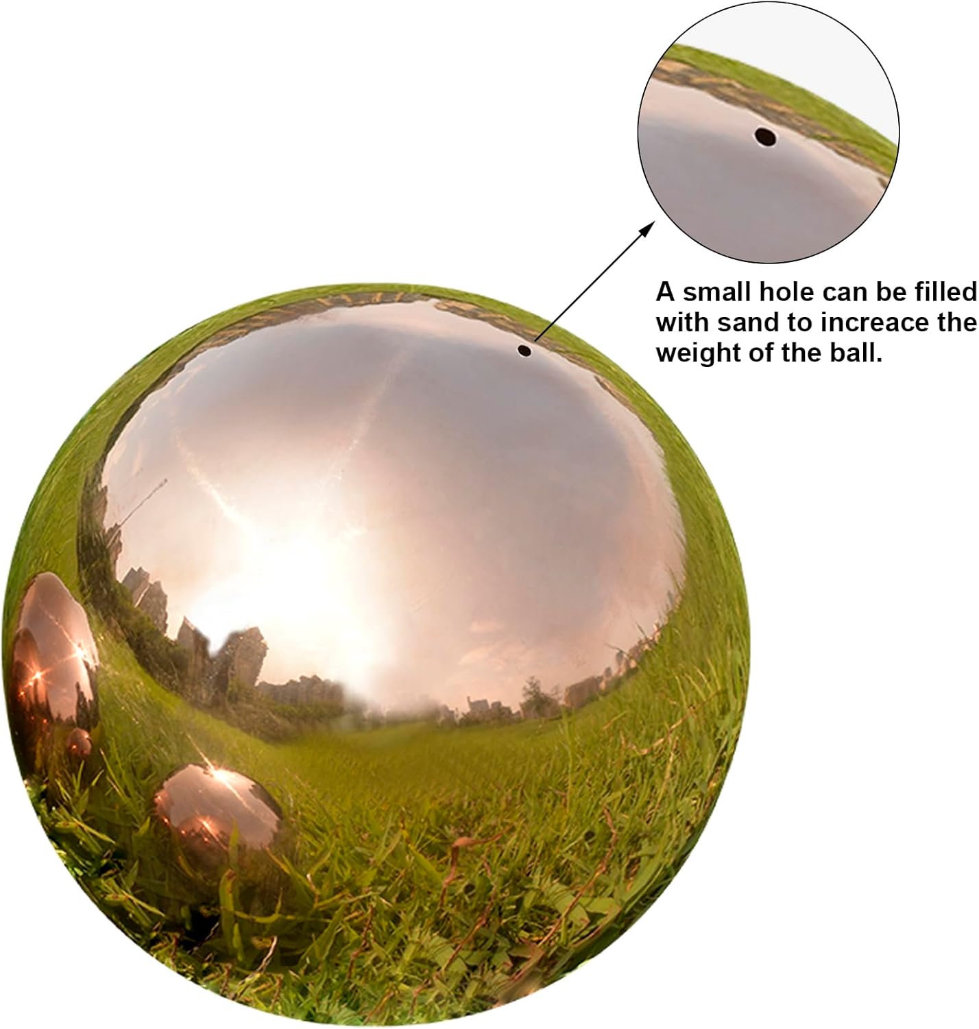Nerien 12inch Gazing Ball, Stainless Steel Garden Mirror Globe, Polished Ornament Sphere, Hollow Floating Reflective Hemisphere, Home Outdoor Pond Housewarming Swimming Pool Decoration Gift, Rose Gold