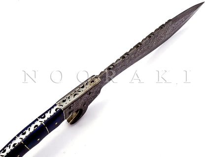 Nooraki - 18 inches Handmade Damascus Steel Machete/Kukri Knife, Bushcraft Knife, Hunting Knife, Camping Knife, Collectors Knife, Full Tang Handle With Leather Sheath - MK-310