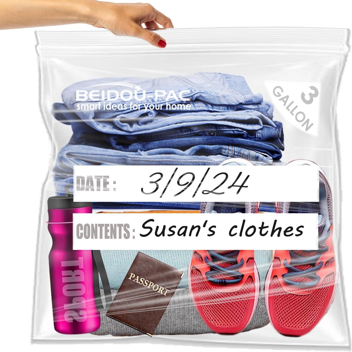 3 Gallon Large Plastic Bags with Zipper Top, | 100 Count | 2 Mil | 16" x 18" | Heavy-Duty Reusable Clear Freezer Storage Bags