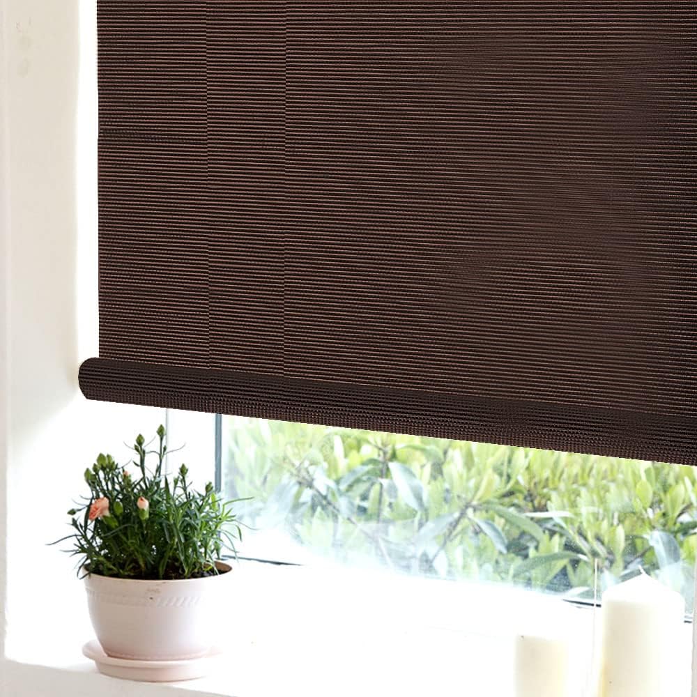 LETAU Cordless Wood Window Roller Shades, Bamboo Light Filtering Window Blinds for Indoor Home, Office, Kitchen, Pattern 10