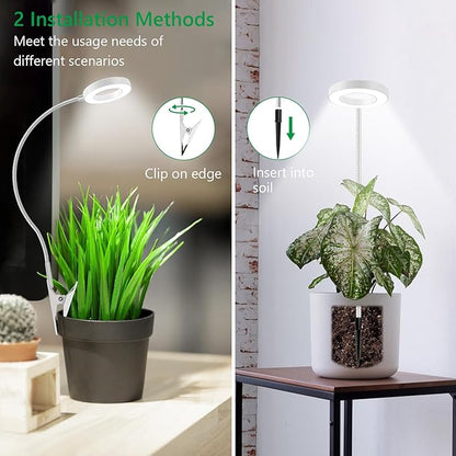 Grow Lights for Indoor Plants, Full Spectrum Clip on Plant Lights for Indoor Growing, White Halo Grow Lamp 3 Pack with 360° Gooseneck, 6/12/16H Timer, 3 Light Modes, 5 Dimmable