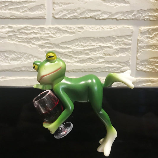 Miniature Frog Figurines Decor Cute Resin Frog Statue Sculpture Garden Planter Pots Indoor Outdoor Patio Balcony Home Desk One Lying
