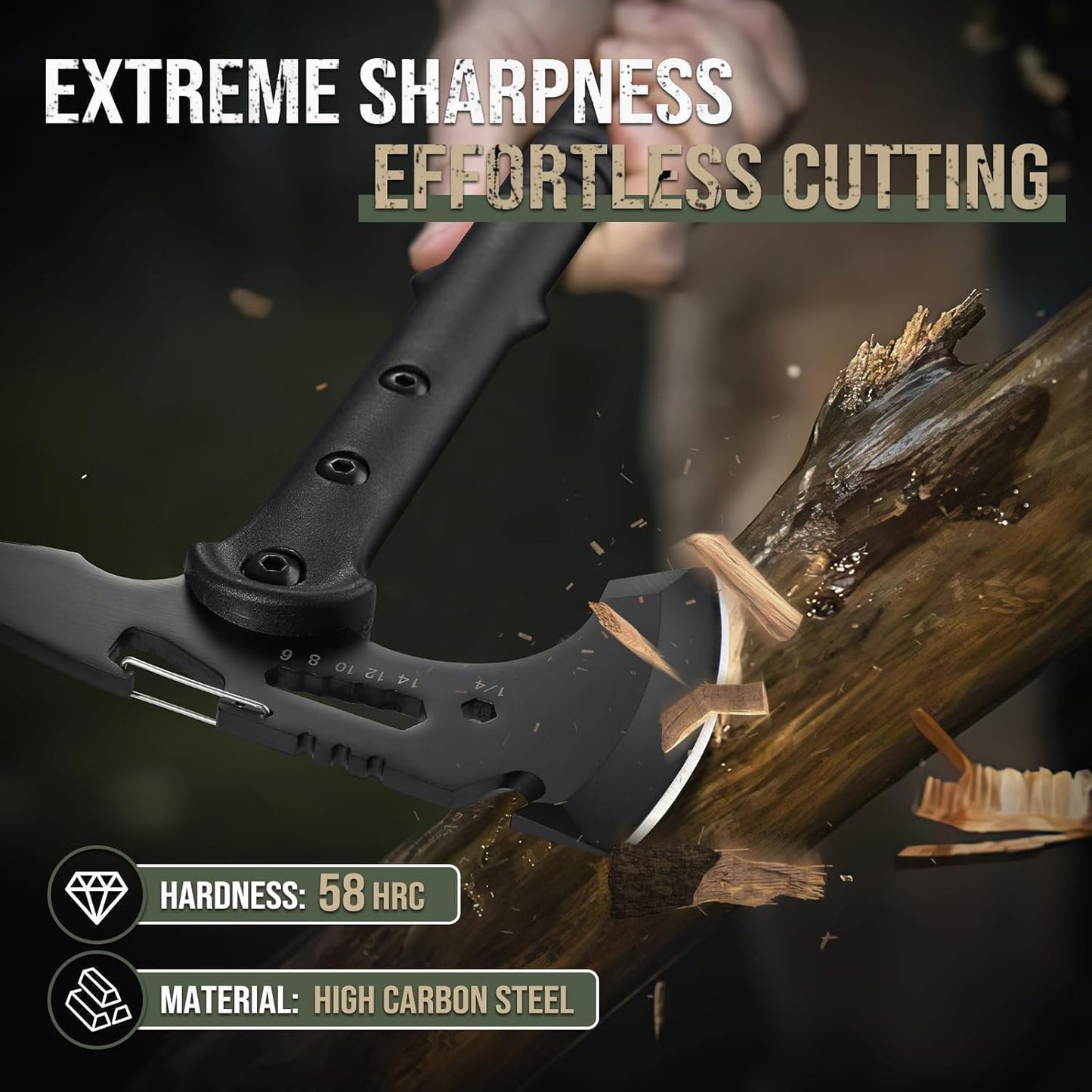 Freelander Hatchet, Sharp Outdoor Axe, Portable Camping Axe with Clip and Sheath, Durable Hatchet for Camping, Hiking, and Outdoor Use with Comfortable Handle