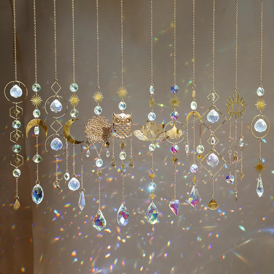 16 pcs Crystal Suncatcher, Colorful Suncatchers Sun Catchers Indoor Window Hanging Ornaments for Home Garden Ceiling Christmas Party Wedding Indoor Outdoor Decoration Prism Rainbow Maker