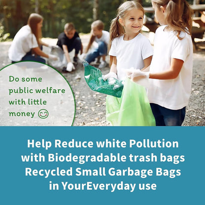 Biodegradable Trash Bags - 13 Gallon Durable Garbage Bag [100 Count], Perfect for Tall Trash Cans Green Thicken Recycling Bin Bags for Kitchen, Bathroom, Camping, Office, Car