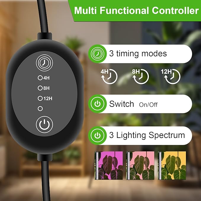Grow Lights for Indoor Plants with Stand, Standing Grow Light with 3 Light Modes, LED Full Spectrum Vertical Grow Lights for Indoor Plants with Timer for Indoor Plants, Greenhouse (50 Inch)