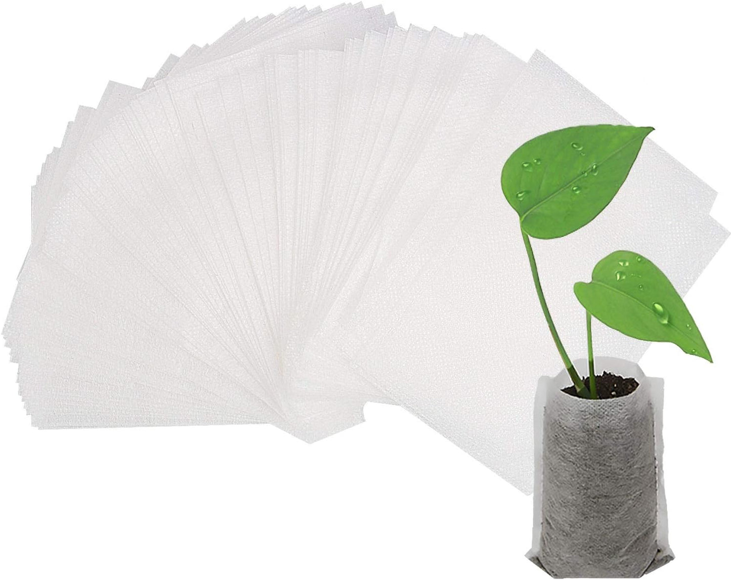 Augshy Nursery Growing Bags - 400pcs Fabric Plant Pots, Non-Woven Grow Bags for Seeding, Starter Seedling Plants, Home Garden, Outdoor, Greenhouse