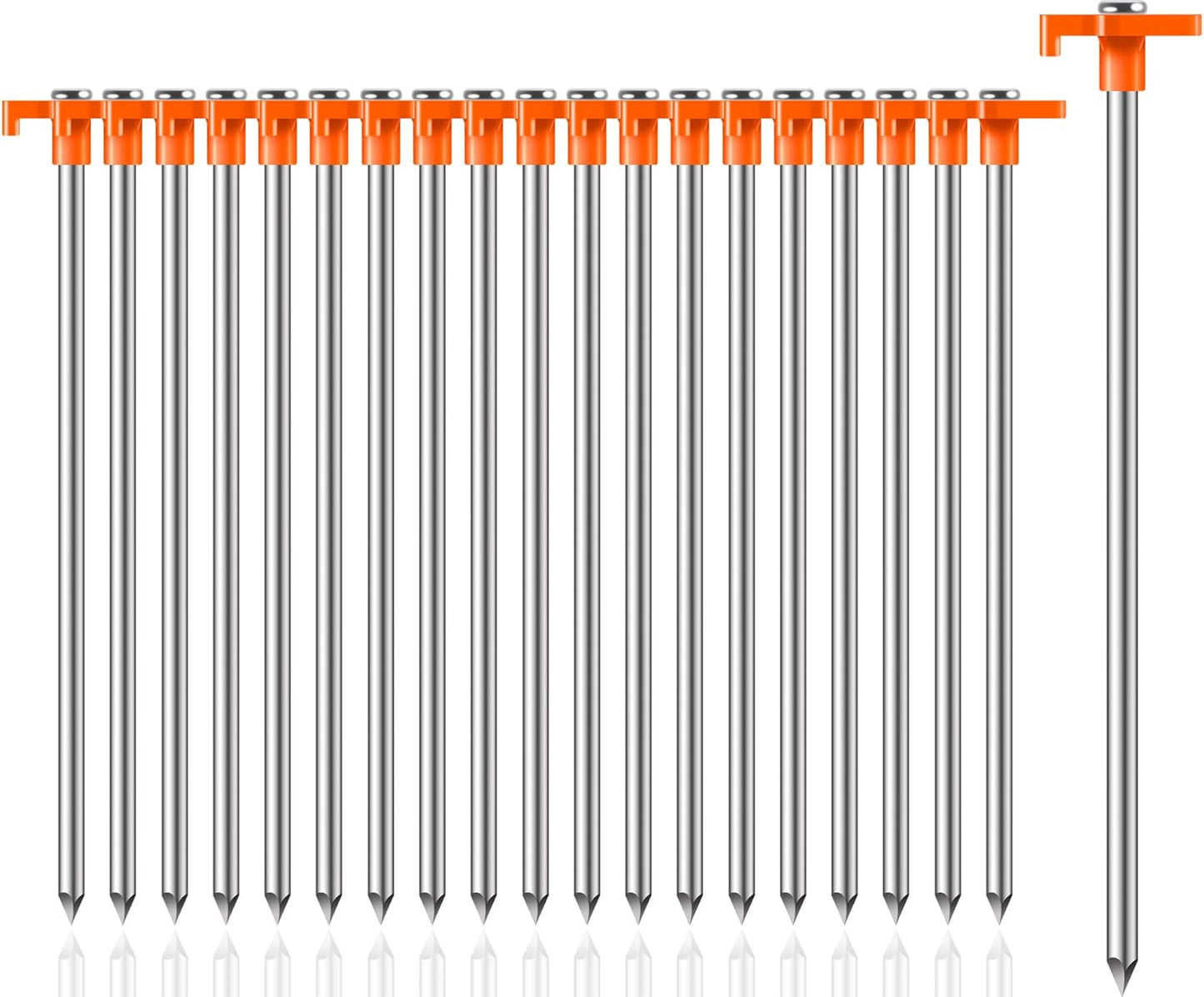 20 Pack Tent Stakes Heavy Duty, 9.84 Inch Rust-Proof Yard Stake Ground Stakes, Metal Tent Pegs for Camping Patio, Garden, Canopy, Grass, Outdoor (Orange)