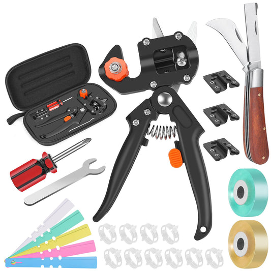 FUJIWARA 3-in-1 Garden Grafting Tool, Pruning Scissors Kit, U/V/Omega-Graft Seedling for Fruit Tree