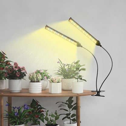 GHodec Clip-on Grow Light, 5000K Full Spectrum White Red Blue 138 LED Plant Lamp, 5 Dimmable Levels & Timer Setting 4/8/12/18H