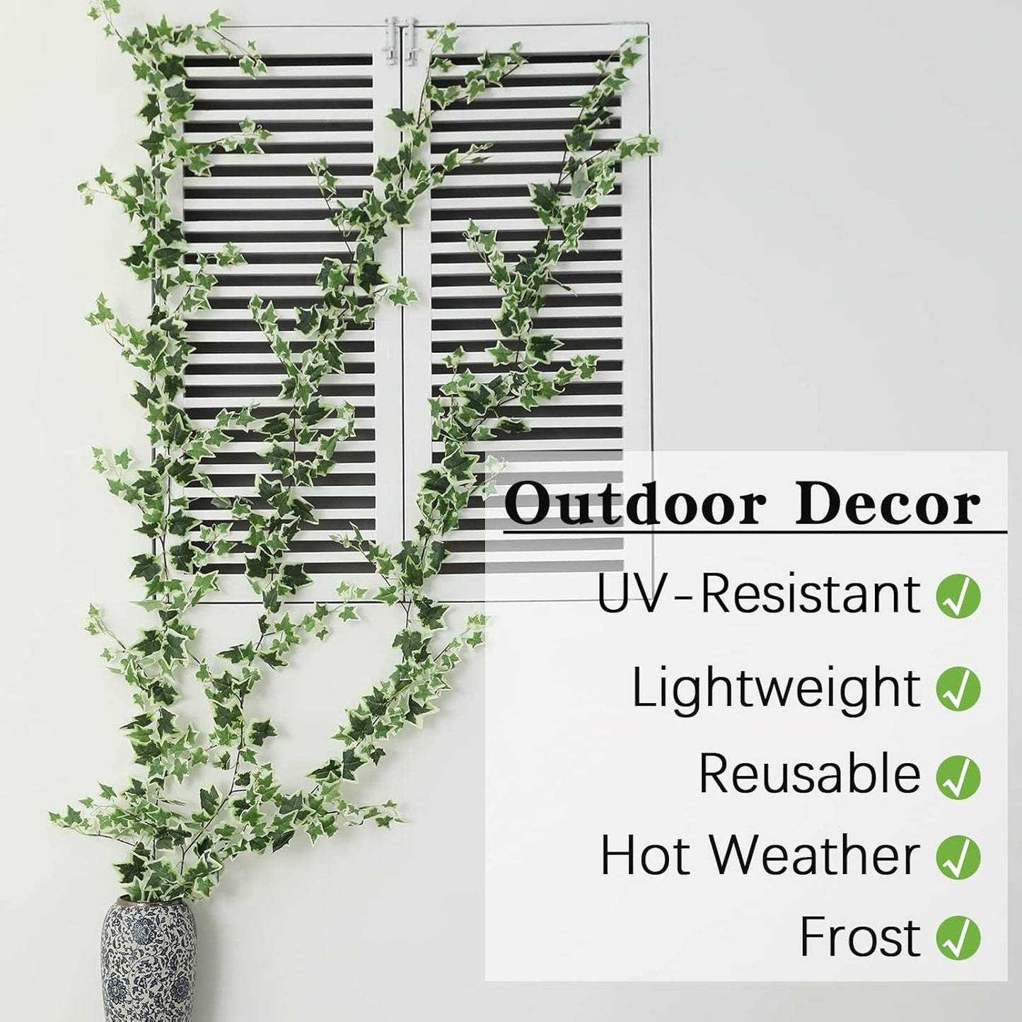 3 Strands Odorless Artificial Ivy Vines Kit, 71" Silk Ivy Garland with Green Leaves, Fake Hanging Plants Greenery Decoration for Bedroom, Windows, Walls, Wedding, Outdoor Decor