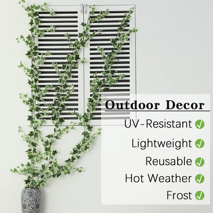 3 Strands Odorless Artificial Ivy Vines Kit, 71" Silk Ivy Garland with Green Leaves, Fake Hanging Plants Greenery Decoration for Bedroom, Windows, Walls, Wedding, Outdoor Decor