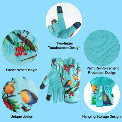 Leather-Gardening-Gloves for Women,Thorn-Proof Work-Gloves for Weeding,Digging,Planting,Pruning Yard garden Gloves