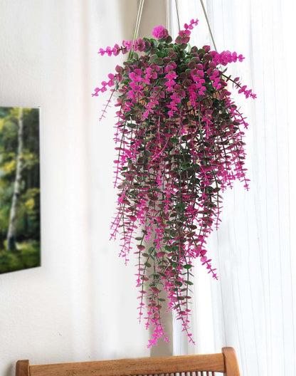Fake Monkey Plants Hanging Eucalyptus Vines Fake Vines Faux Hanging Plants for Outdoor Garden Yard Backdrop Decor Indoor Room Table Wall Home Hanging Decoration(Fuchsia)