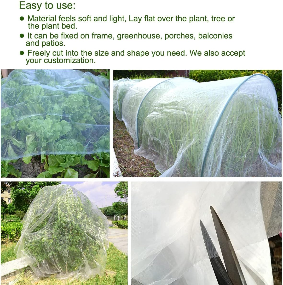 8Ftx 25Ft Mosquito Bug Insect Bird Fine Mesh Net Barrier Hunting Blind Garden Screen Netting for Protect Your Plant Fruits Flower