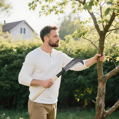 Sickle Garden Tool，22" Steel Machete Heavy Duty for Cutting Trees,Machete for Yard Work with Wooden Handle