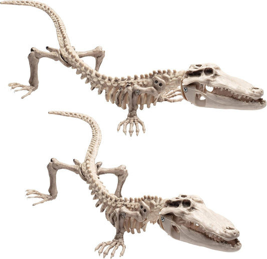 Crocodile Skeleton Halloween Decoration (2 Pack) 20" Long- Weather Resistant for Indoor Outdoor
